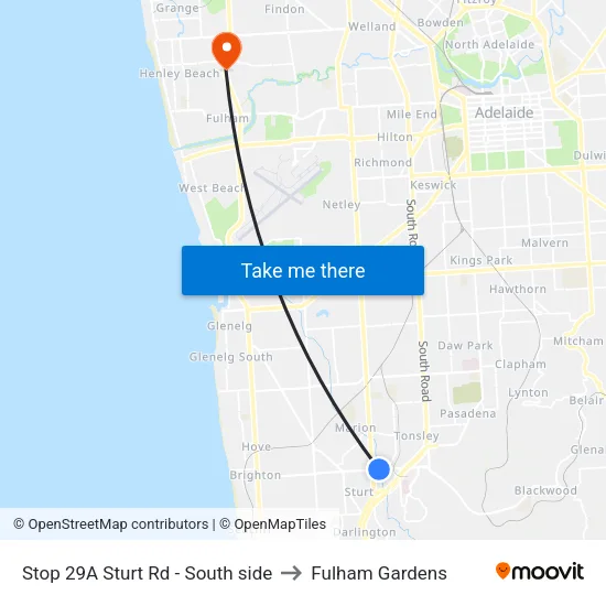 Stop 29A Sturt Rd - South side to Fulham Gardens map