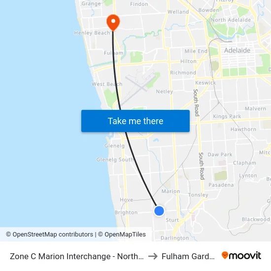 Zone C Marion Interchange - North side to Fulham Gardens map