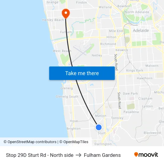 Stop 29D Sturt Rd - North side to Fulham Gardens map