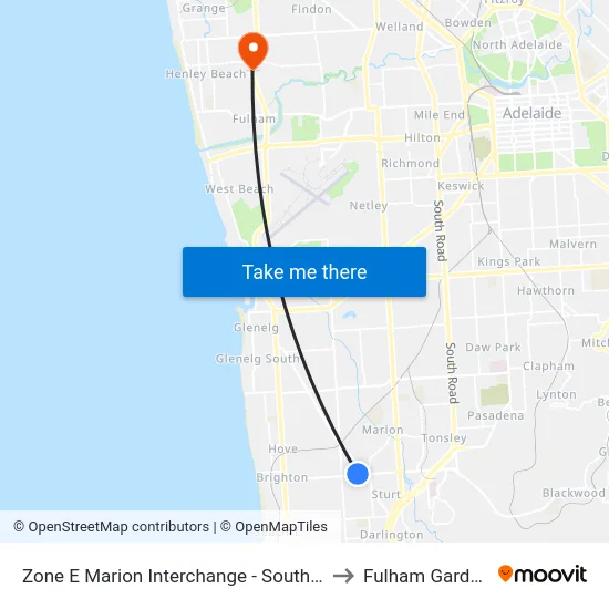 Zone E Marion Interchange - South side to Fulham Gardens map