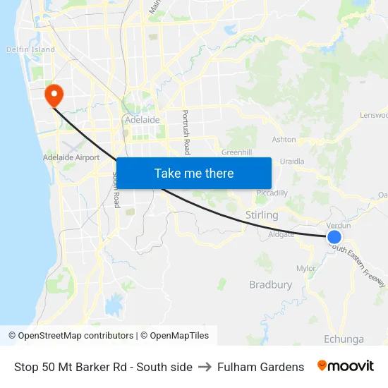 Stop 50 Mt Barker Rd - South side to Fulham Gardens map