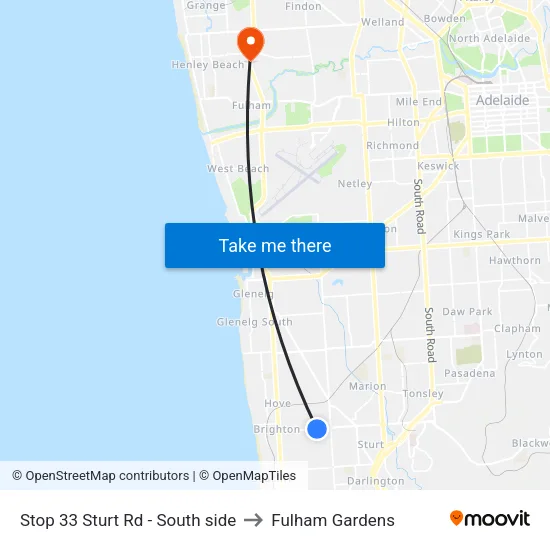 Stop 33 Sturt Rd - South side to Fulham Gardens map