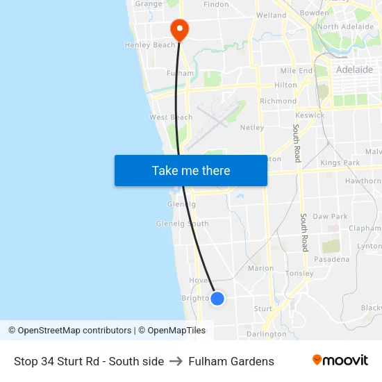 Stop 34 Sturt Rd - South side to Fulham Gardens map