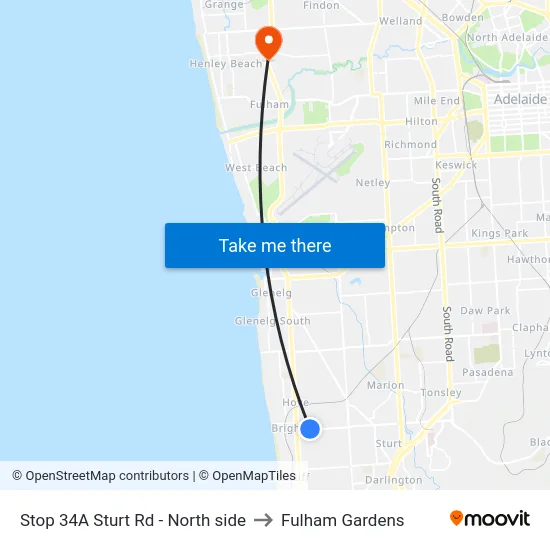 Stop 34A Sturt Rd - North side to Fulham Gardens map