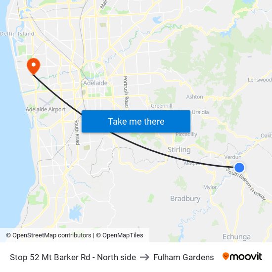 Stop 52 Mt Barker Rd - North side to Fulham Gardens map