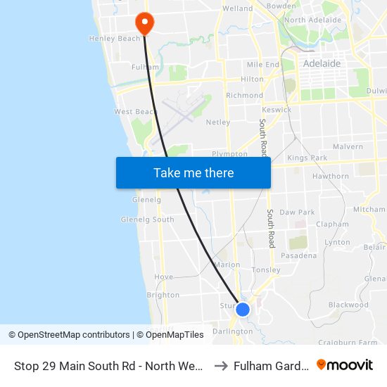 Stop 29 Main South Rd - North West side to Fulham Gardens map