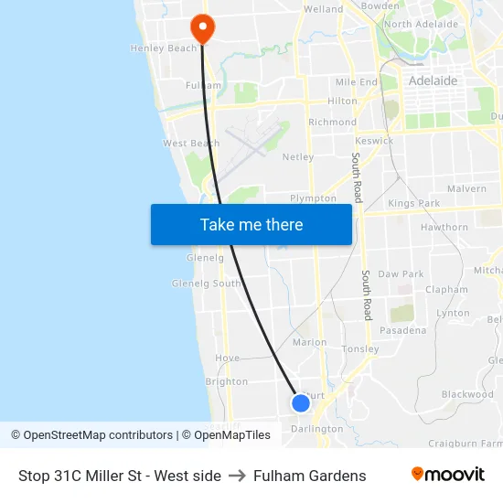 Stop 31C Miller St - West side to Fulham Gardens map
