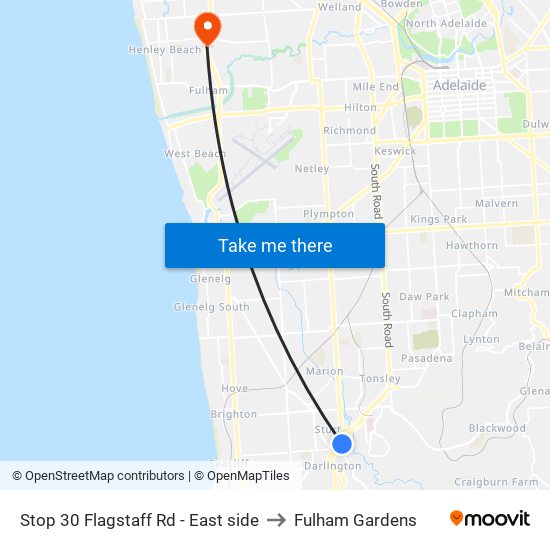 Stop 30 Flagstaff Rd - East side to Fulham Gardens map