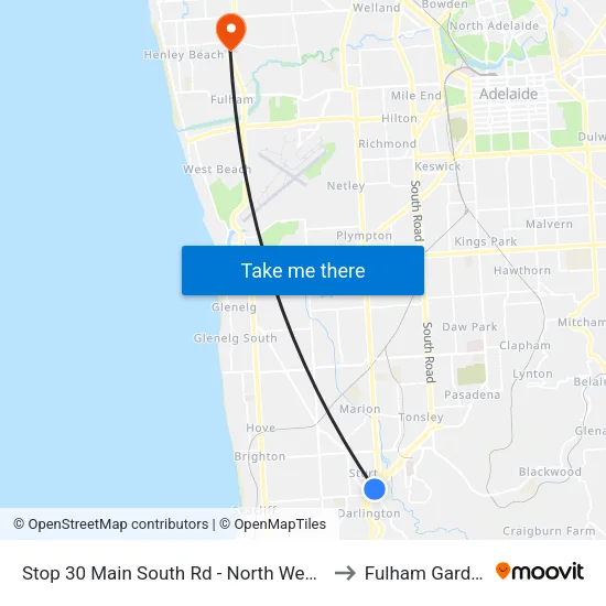 Stop 30 Main South Rd - North West side to Fulham Gardens map