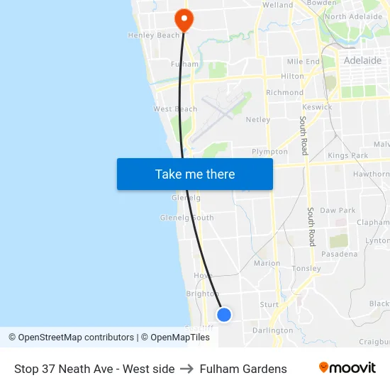 Stop 37 Neath Ave - West side to Fulham Gardens map
