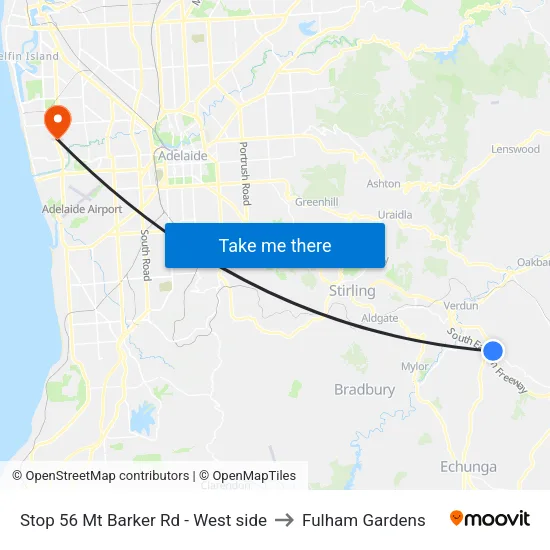 Stop 56 Mt Barker Rd - West side to Fulham Gardens map