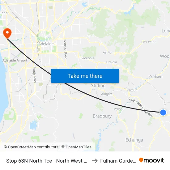 Stop 63N North Tce - North West side to Fulham Gardens map