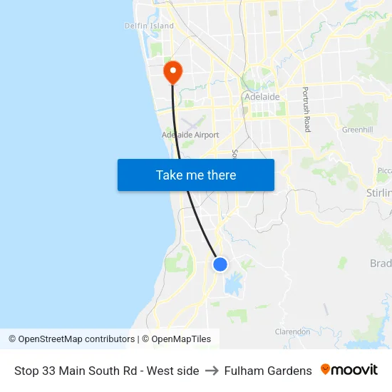 Stop 33 Main South Rd - West side to Fulham Gardens map