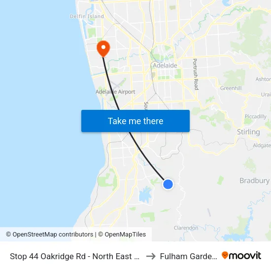 Stop 44 Oakridge Rd - North East side to Fulham Gardens map