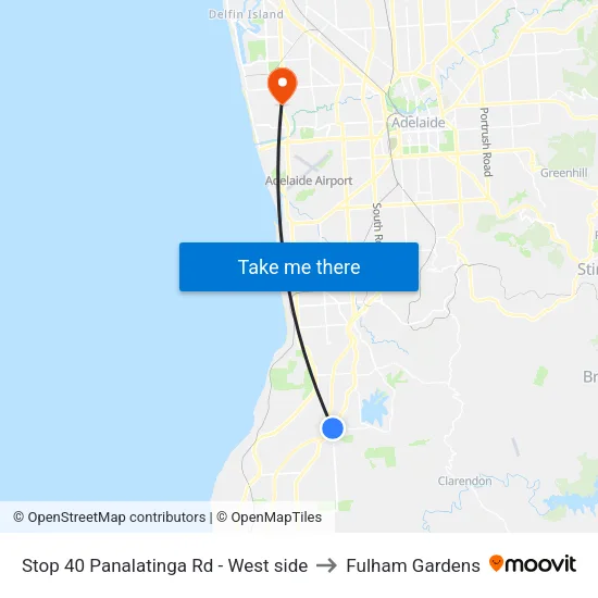 Stop 40 Panalatinga Rd - West side to Fulham Gardens map