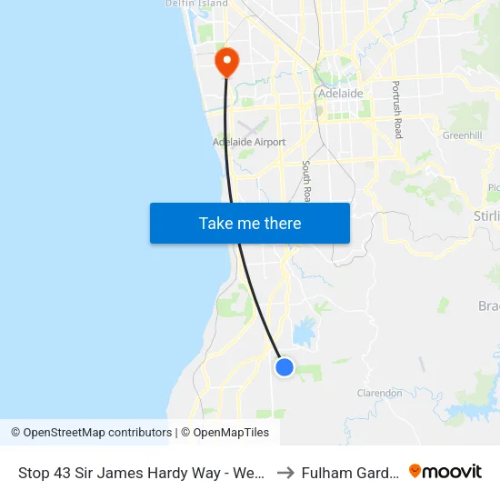 Stop 43 Sir James Hardy Way - West side to Fulham Gardens map