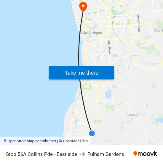 Stop 56A Collins Pde - East side to Fulham Gardens map