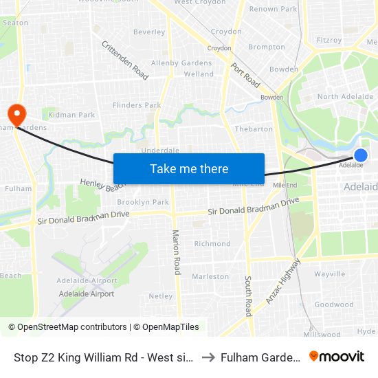 Stop Z2 King William Rd - West side to Fulham Gardens map