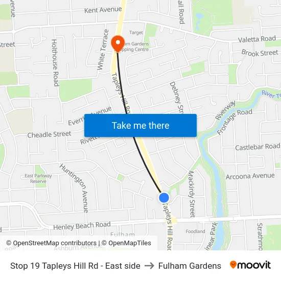 Stop 19 Tapleys Hill Rd - East side to Fulham Gardens map