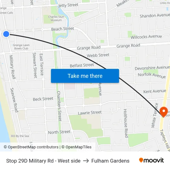 Stop 29D Military Rd - West side to Fulham Gardens map