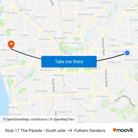 Stop 17 The Parade - South side to Fulham Gardens map