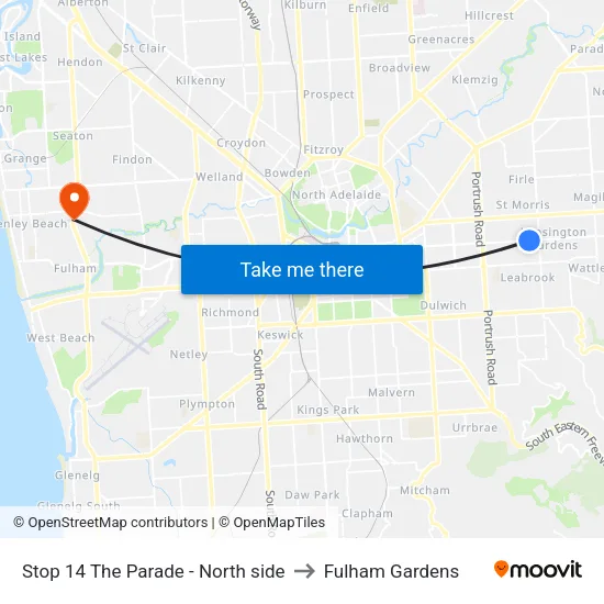 Stop 14 The Parade - North side to Fulham Gardens map