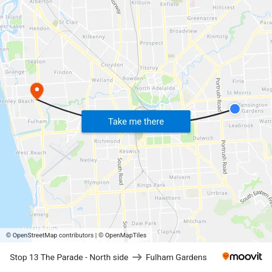 Stop 13 The Parade - North side to Fulham Gardens map