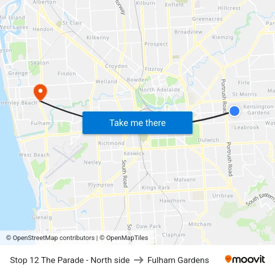 Stop 12 The Parade - North side to Fulham Gardens map