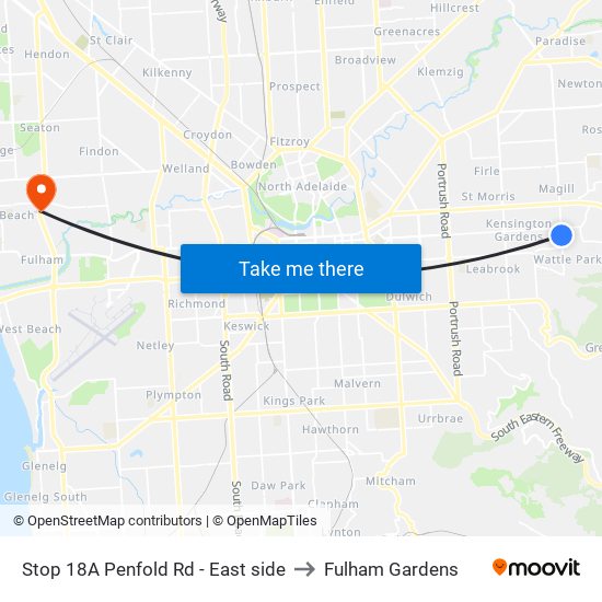 Stop 18A Penfold Rd - East side to Fulham Gardens map