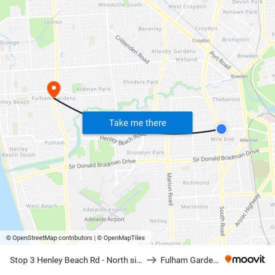 Stop 3 Henley Beach Rd - North side to Fulham Gardens map