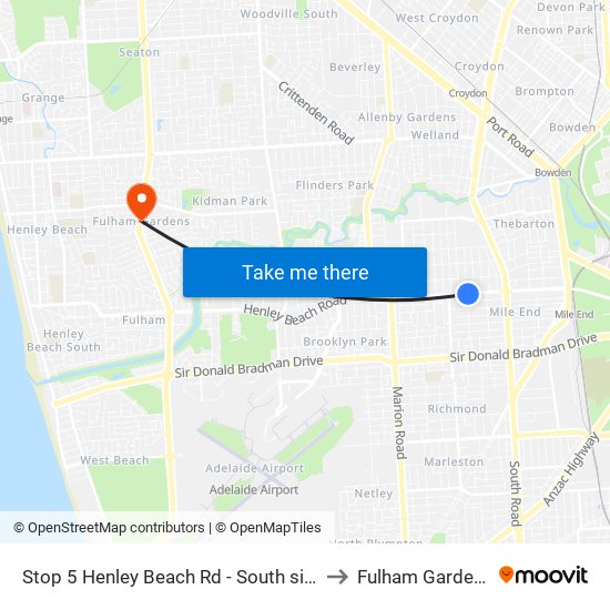 Stop 5 Henley Beach Rd - South side to Fulham Gardens map