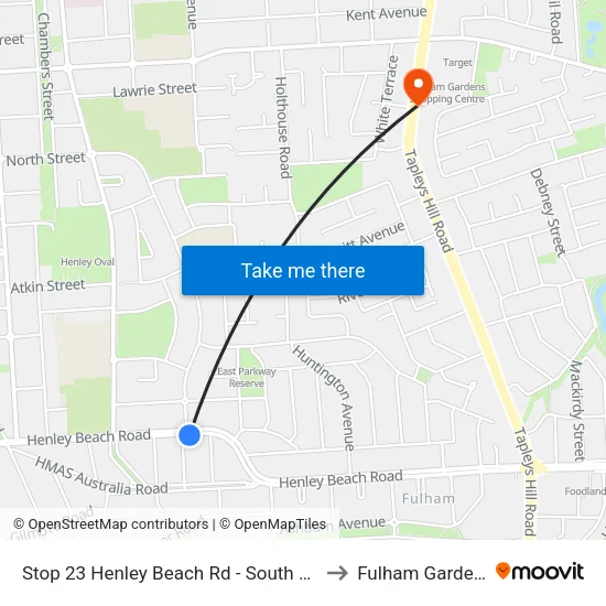 Stop 23 Henley Beach Rd - South side to Fulham Gardens map