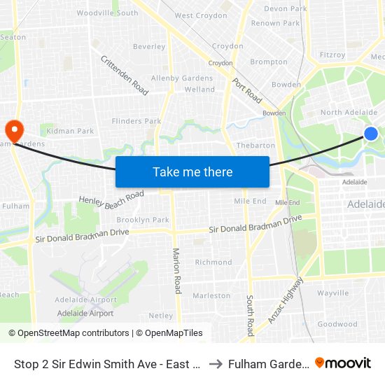 Stop 2 Sir Edwin Smith Ave - East side to Fulham Gardens map