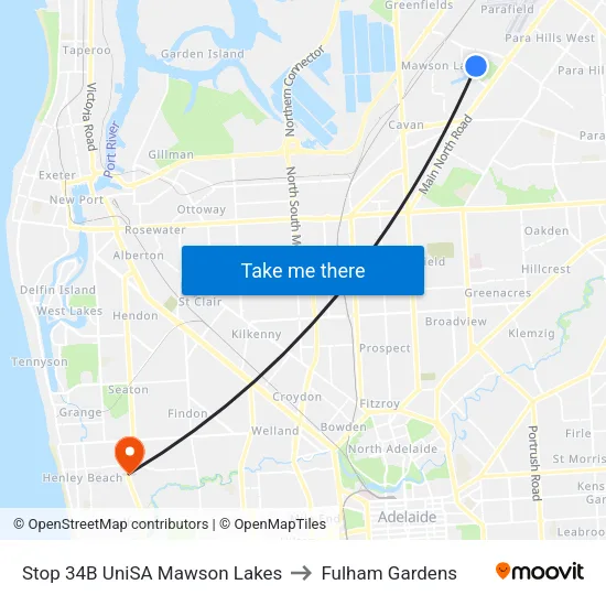Stop 34B University Blvd - North side to Fulham Gardens map