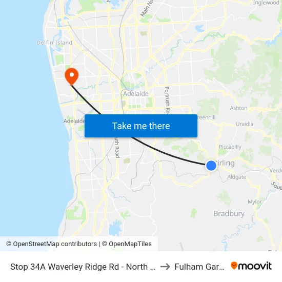 Stop 34A Waverley Ridge Rd - North West side to Fulham Gardens map