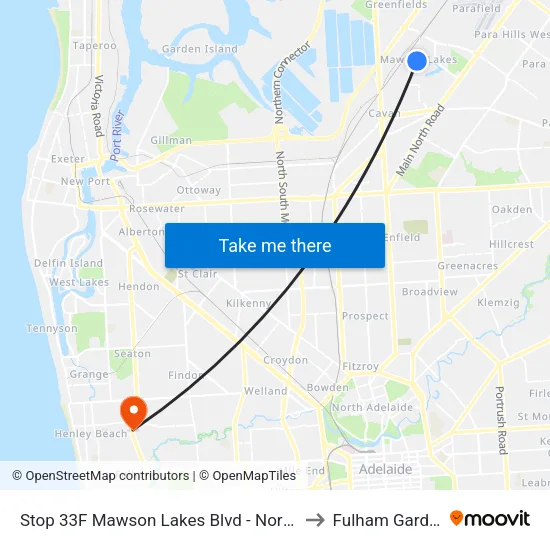 Stop 33F Mawson Lakes Blvd - North side to Fulham Gardens map