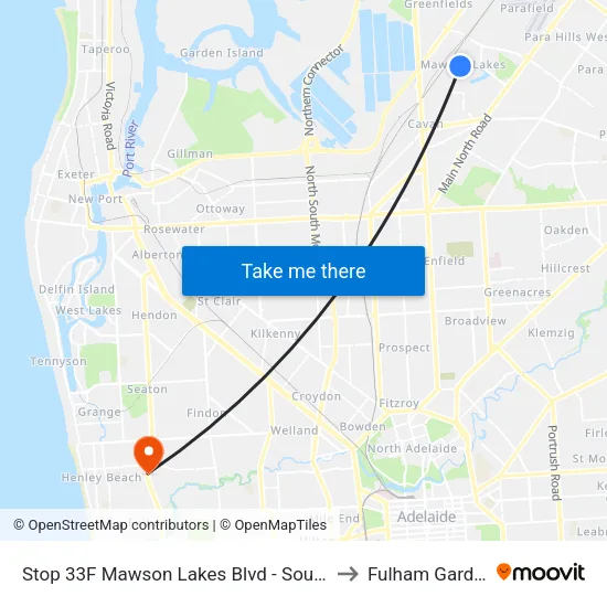 Stop 33F Mawson Lakes Blvd - South side to Fulham Gardens map