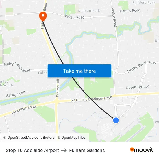 Stop 10 Adelaide Airport to Fulham Gardens map