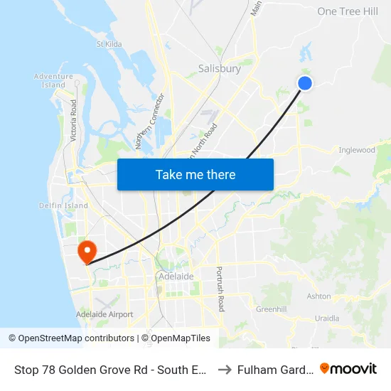 Stop 78 Golden Grove Rd - South East side to Fulham Gardens map