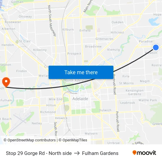 Stop 29 Gorge Rd - North side to Fulham Gardens map