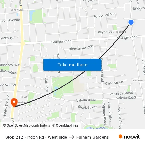 Stop 212 Findon Rd - West side to Fulham Gardens map