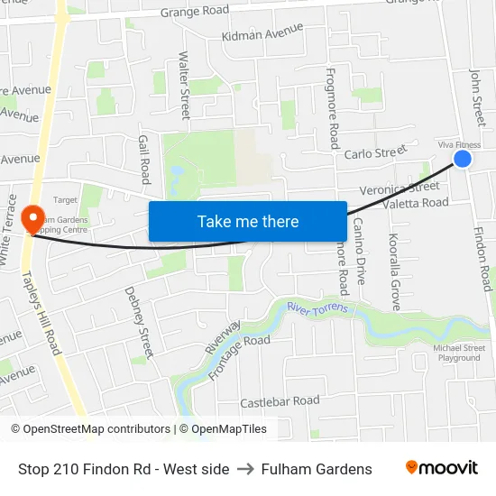 Stop 210 Findon Rd - West side to Fulham Gardens map