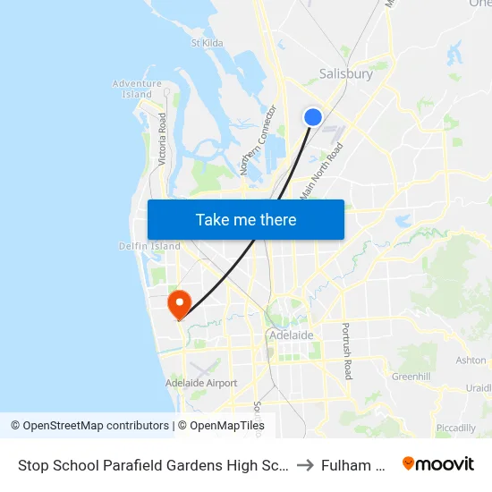 Stop School Parafield Gardens High School Shepherdson Rd to Fulham Gardens map