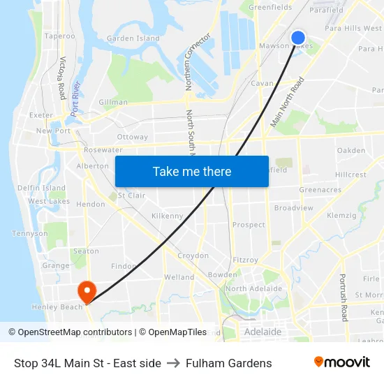 Stop 34L Main St - East side to Fulham Gardens map