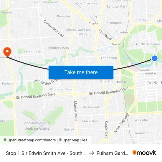 Stop 1 Sir Edwin Smith Ave - South side to Fulham Gardens map