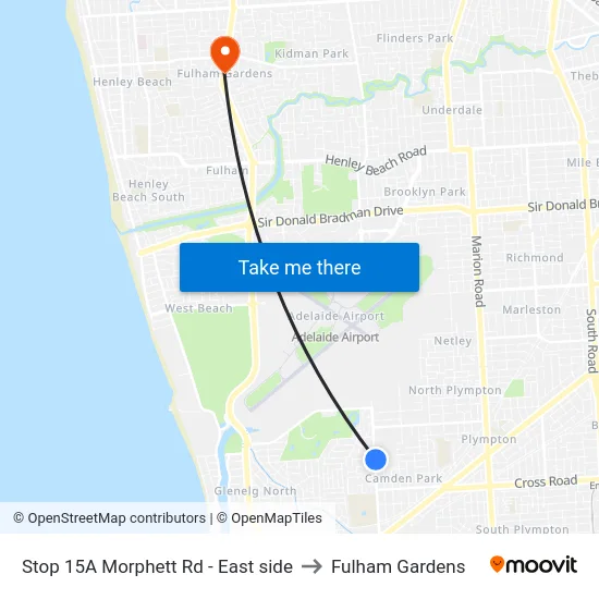 Stop 15A Morphett Rd - East side to Fulham Gardens map