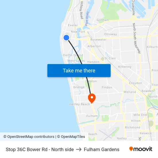 Stop 36C Bower Rd - North side to Fulham Gardens map