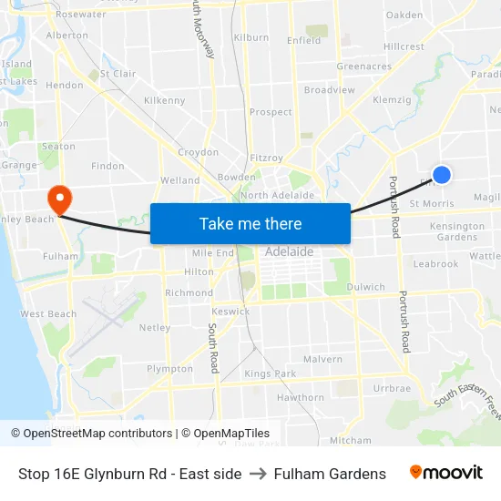 Stop 16E Glynburn Rd - East side to Fulham Gardens map