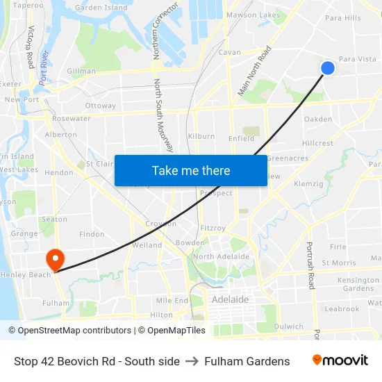 Stop 42 Beovich Rd - South side to Fulham Gardens map
