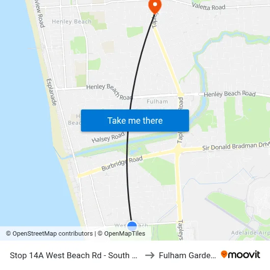 Stop 14A West Beach Rd - South side to Fulham Gardens map